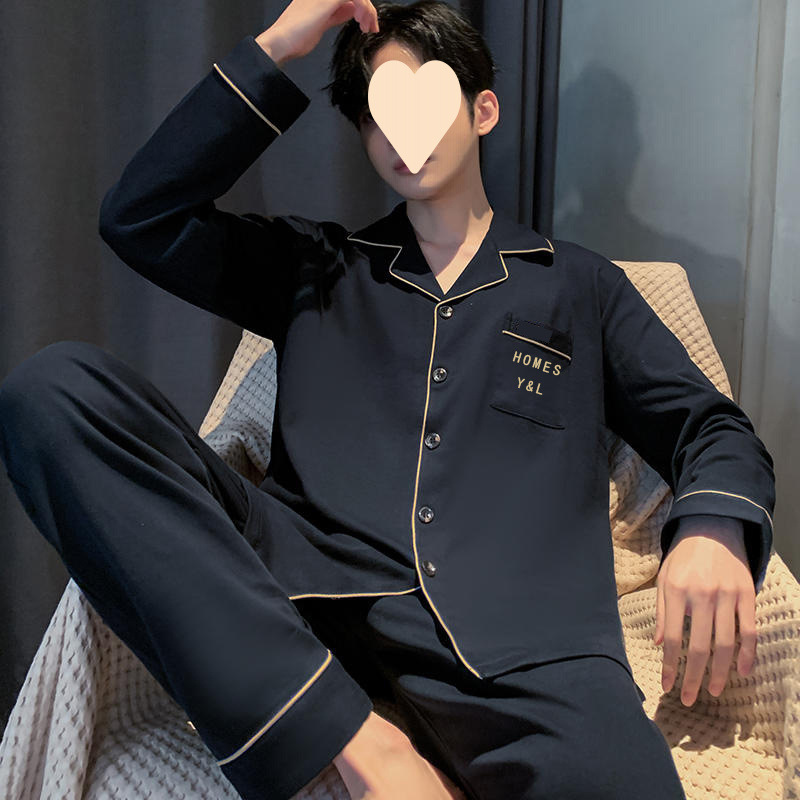 남성 잠옷 신작 가을 긴팔 정장 봄, 가을 대형 새 스타일은 핫 스타일 하이 엔드 캐주얼 홈웨어 외부에 착용 가능
