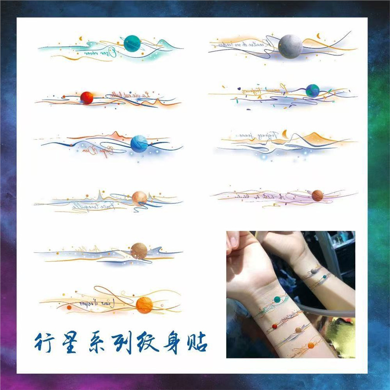 Planet Series Original Design Tattoo Stickers for Girls, Waterproof Tattoo Stickers Ins Style, French Wrist Color Tattoo