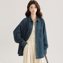 美式复古小众设计感牛仔衬衫女长袖2025秋季宽松休闲情侣衬衣外套
