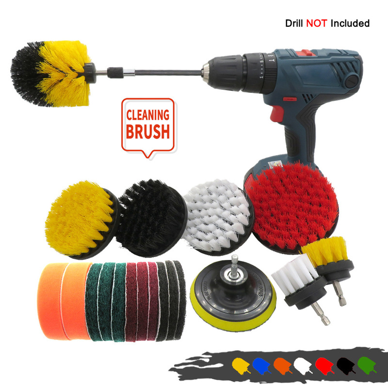 Cross-border supply electric drill brush white 20-piece car wheel hub stain removal electric drill kitchen cleaning electric cleaning brush