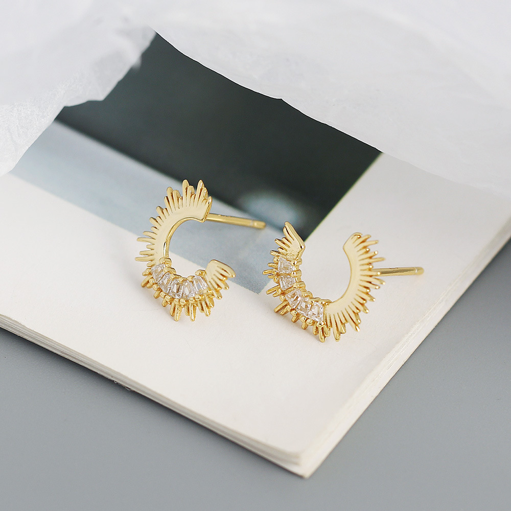 Fashion Geometric Sterling Silver Zircon Ear Studs 1 Pair