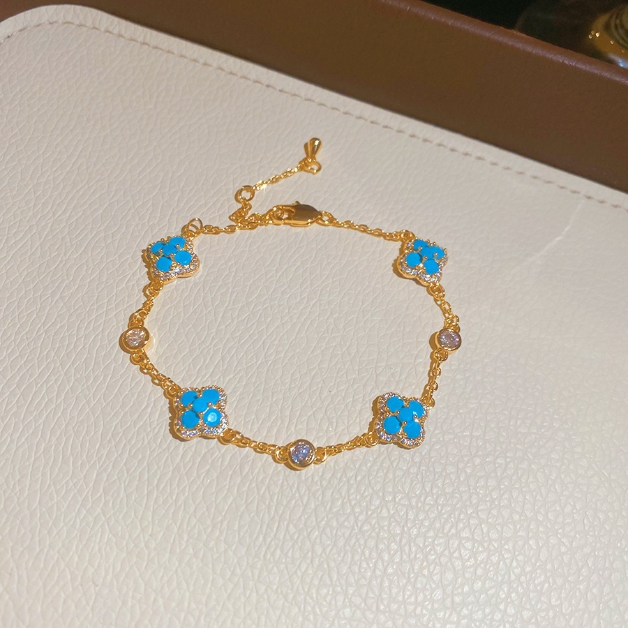 Pulsera 15 - dorada - azul