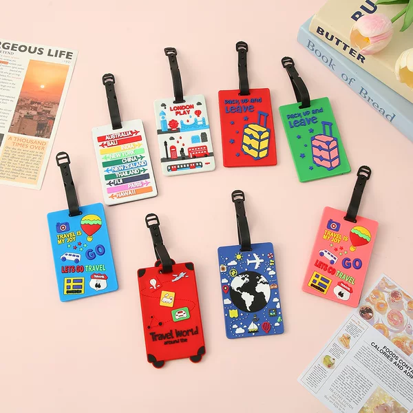 Pvc Soft Rubber City-Themed Luggage Tag Boarding Pass Cartoon Daily Airplane Anti-Lost Luggage Tag Boarding Pass