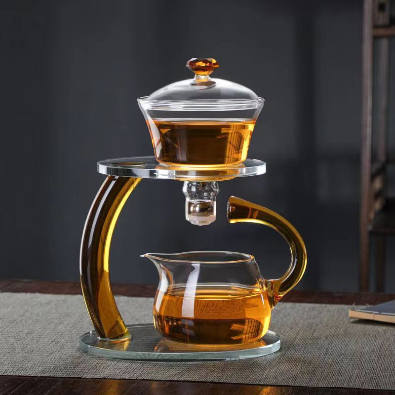 珍珠棉包装懒人茶具磁吸感应冲茶器耐热烟灰高硼硅玻璃泡茶壶|undefined