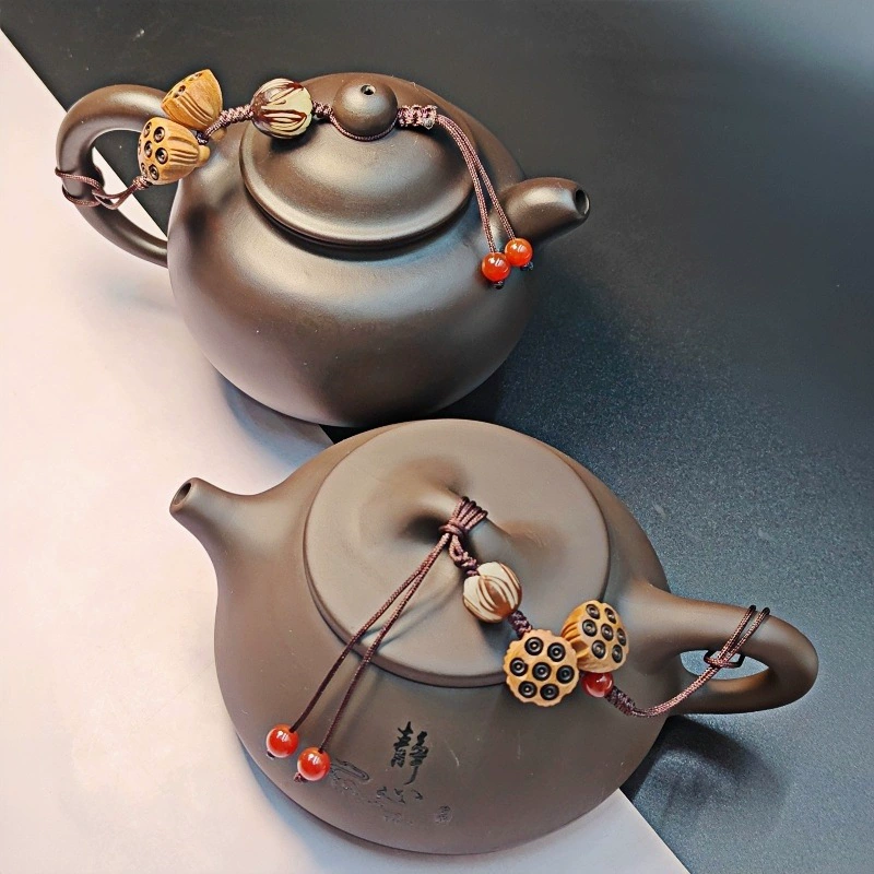 Teapot, ceramic glass cover, tea set walnut, strap, fall protection