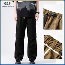 纯棉水洗做旧牛仔裤男秋季美复古阔腿拖地长裤潮牌宽松直筒裤代发