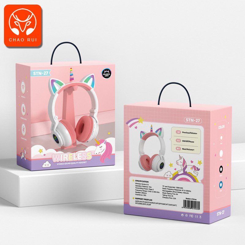 Nuevo lindo macaron gato oído auricular Bluetooth inalámbrico juego de deportes auriculares para Android Apple