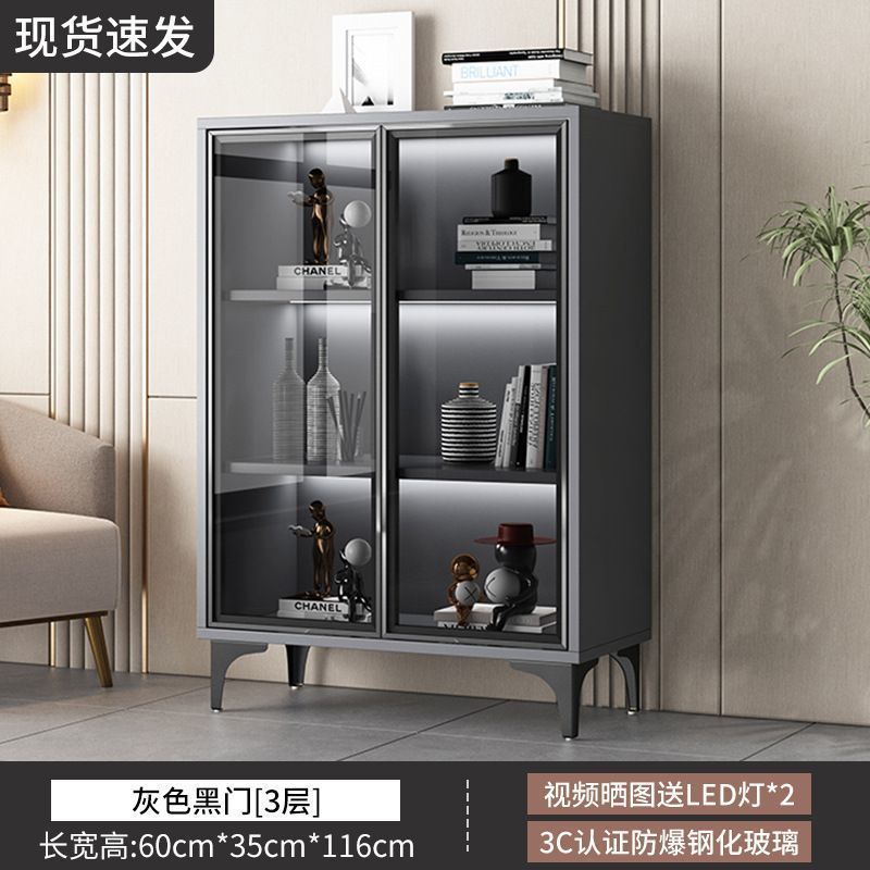 实木书柜带玻璃门客厅一体靠墙置物柜酒柜家用落地书柜展示柜|undefined
