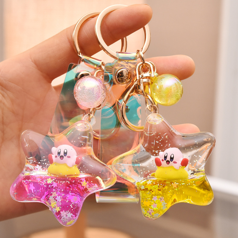 New oil floating cartoon five-pointed star keychain pendant personalized trendy couple backpack accessories supply New oil floating cartoon five-pointed star keychain pendant personalized trendy couple backpack accessories supply