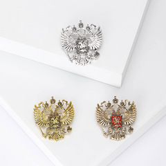 Cross-border international trade best-selling creative dual-headed eagle brooch alloy retro animal pin clothing accessory wholesale