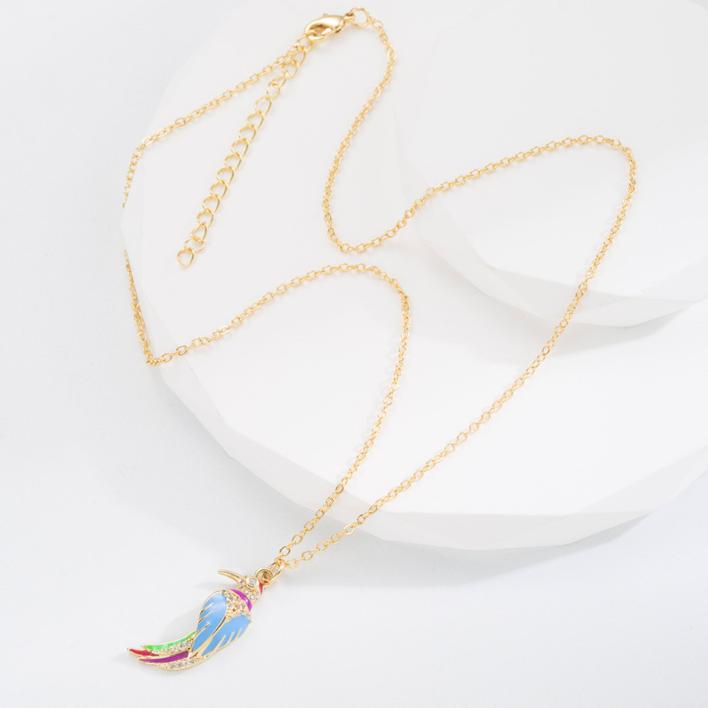 Fashion Butterfly Bird Copper Pendant Necklace Gold Plated Zircon Copper Necklaces