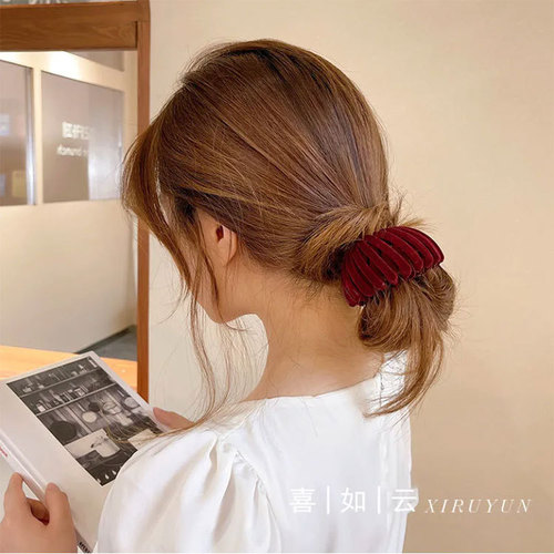 Temperamental flocking bird's nest hair ring hair iron for girls to tie high ponytail, internet celebrity  new grabber headgear