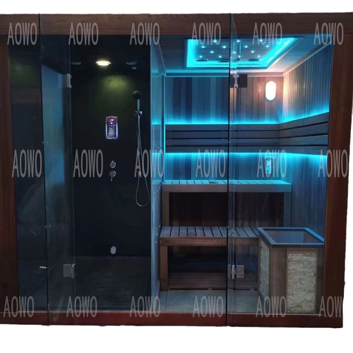 Fábrica de Foshan Aowwo Sanitario Red Cedar multifuncional sala de vapor húmedo seco sala de vapor de sudor sala de sauna separación húmeda seca