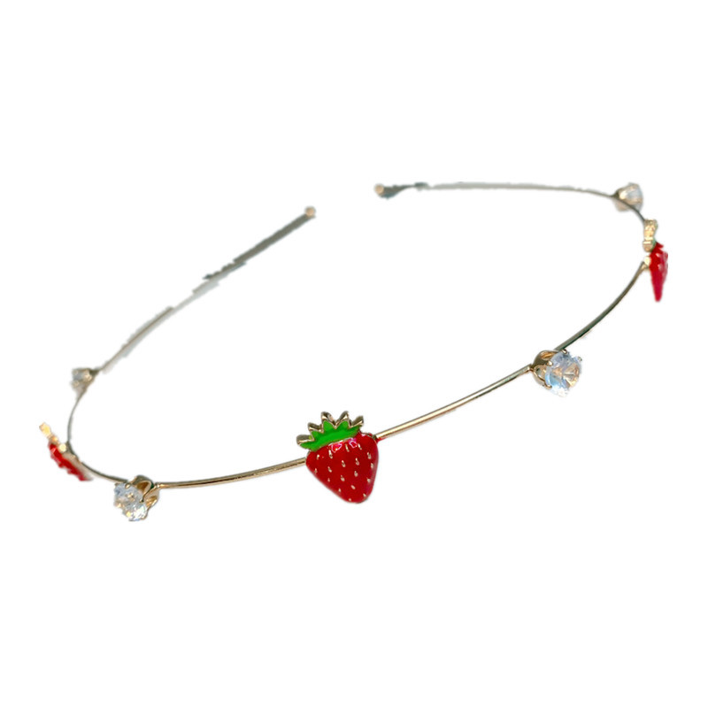 B07 Colored Glaze Fruit Shell Diamond-laid Diadema Delgada Elegante En Línea Influencer Metal Diadema Chicas Retro Tocado display picture 2