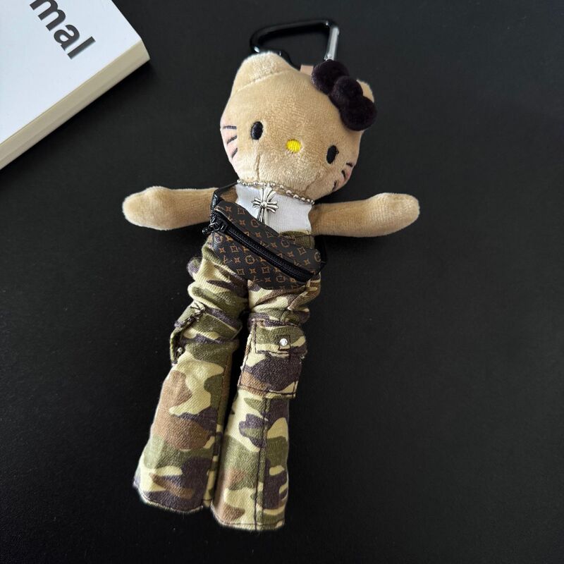新款可爱长腿kitty毛绒挂件裙子换装娃衣ins风玩偶挂饰背包|undefined
