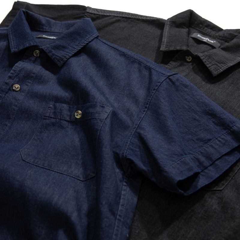 Camicia vintage in jeans da uomo stile americano retrò_voghion.com