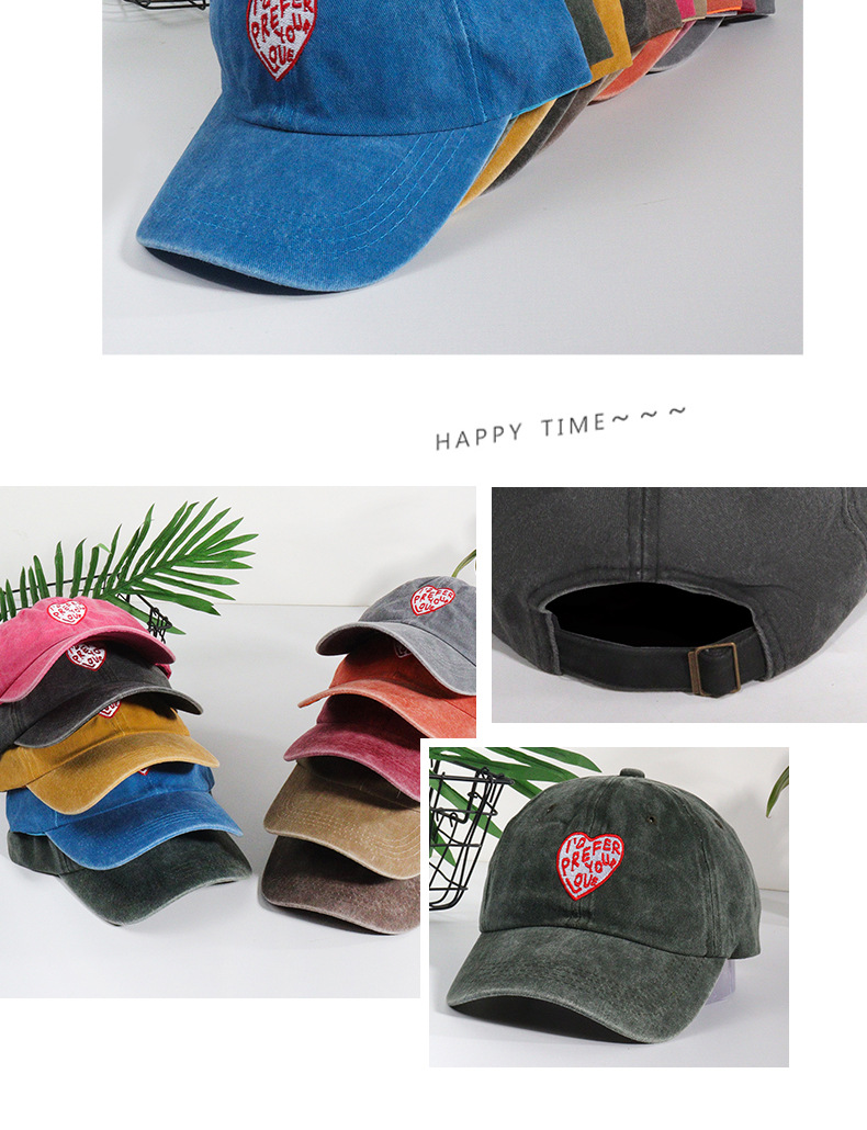 Cappellino da baseball unisex con testa grande, berretto ricamato con lettera d'amore, protezione solare alla moda_voghion.com