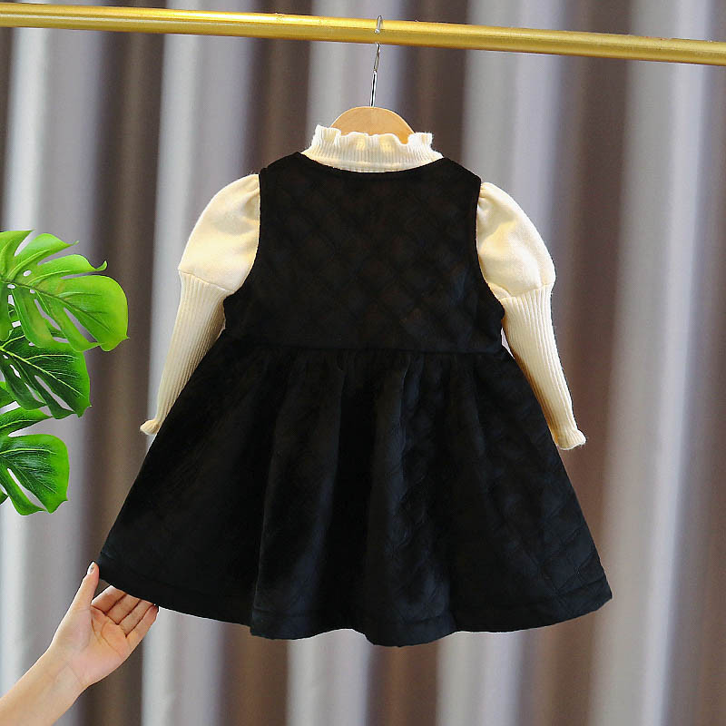 Girls Dress 2025 Winter Korean Style New Baby Girl Solid Color Sleeveless Vest Skirt Children's Cotton Vest Skirt