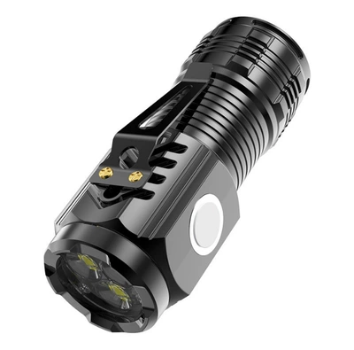 [Three-eye strong light] Mini flashlight charging super bright long-range portable household magnet lighting lamp long life (UV fənərlər) - upgraded-magnetic-suction-model-5-level-adjustment-long-battery-life