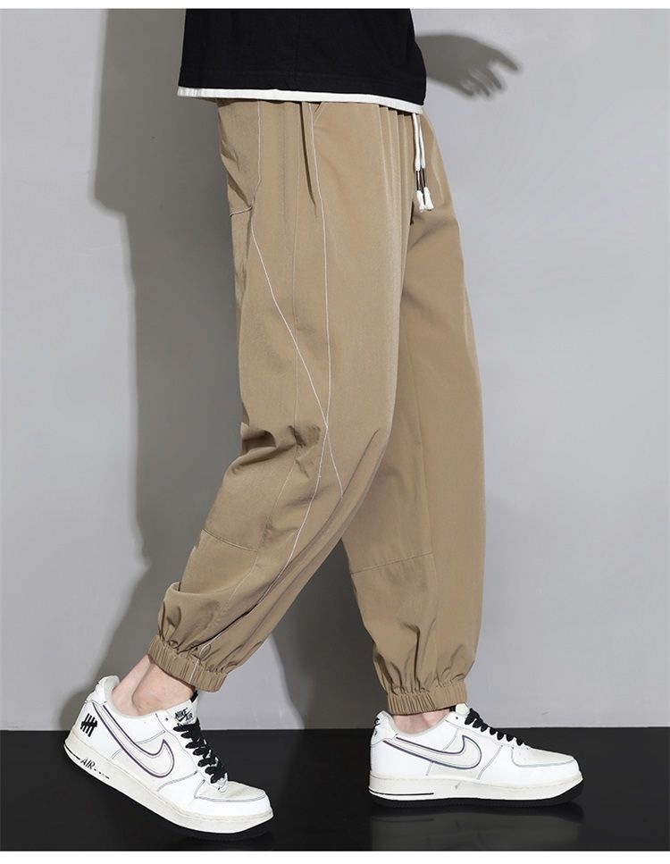 Quần jogger nam bo gấu dài ống bó, chất liệu băng lụa mỏng mùa hè, form rộng thùng thình, phong cách thể thao, nhiều size từ M đến 8XL — màu đen, màu xám đậm, màu kaki chi tiết 16
