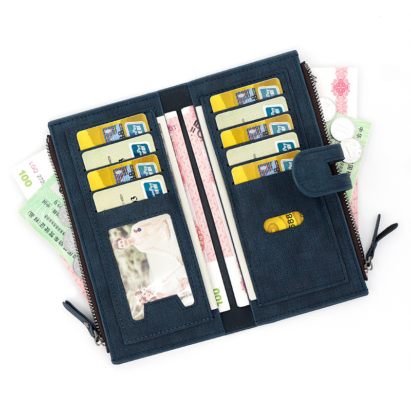 Nuevos hombres billetera larga moda simple pu hebilla magnética bolso de los hombres multi-Tarjeta titular embrague monedero al por mayor