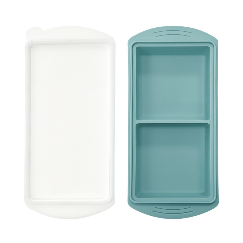 Transfronterizo de silicona gran molde de rejilla de hielo cuadrado con cubierta caja de alimentos suplementarios domésticos caja de congelación fácil de desmoldear caja de conservación de frescura de silicona