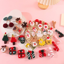 圣诞节礼物装饰羊毛毡玩偶胸针配饰diy圣诞老人麋鹿铃铛衣服辅料