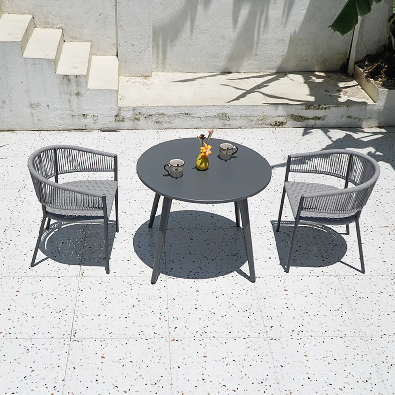 Mesas y sillas al aire libre, tienda de té con leche al aire libre, salón de café, ocio, impermeable, protector solar, jardín, balcón, combinación de ratán