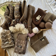 儿童针织围脖男女宝宝秋冬出行个性穿搭咖色系防寒护颈百搭围巾