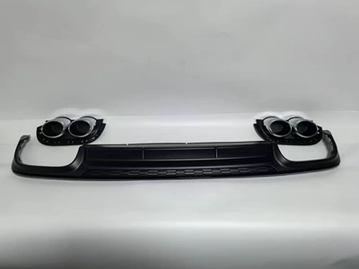 Suitable for Audi A6 Modification S6 Rear Lip and Tailpipe, 19-24 Models A6Lc8 Upgrade to S6, No-Cut Installation Fake Quad Exhaust S6 (Spoiler) - full-black-tail-lip-black-tail-throat-set