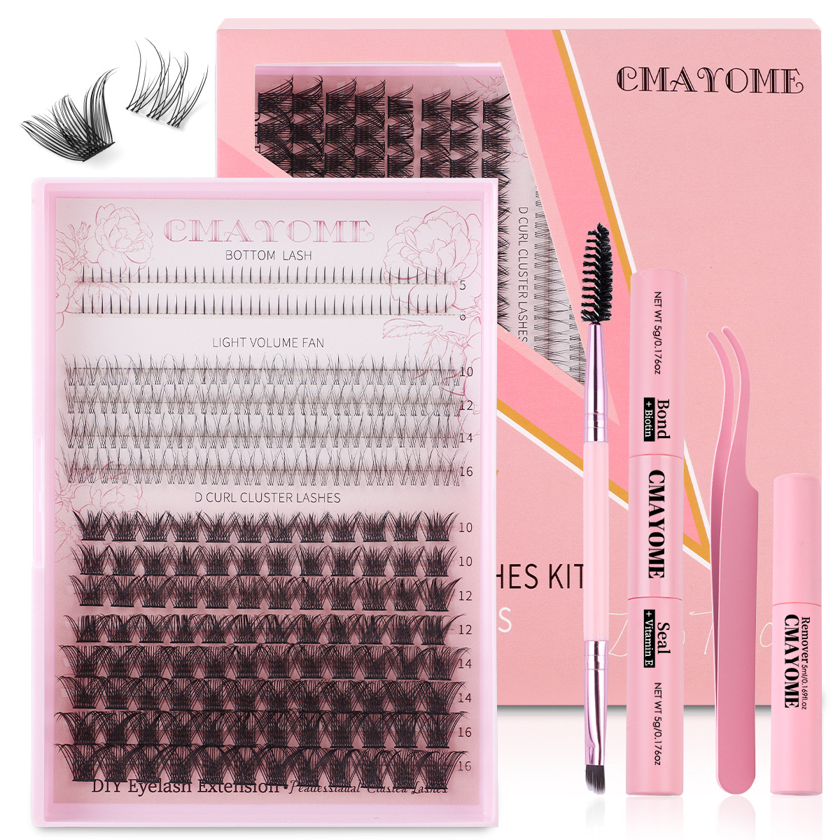 Juego de pestañas postizas DIY – racimos individuales de 5–16 mm, pestañas gruesas de alta calidad