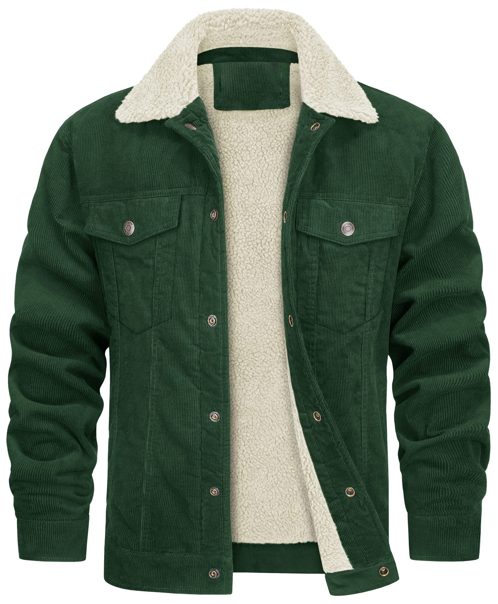 Men's 2024 new corduroy lapel long sleeved plush loose casual men's jacket_voghion.com