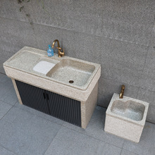 黄金麻大理石洗衣池庭院石头洗手台盆花园别墅洗菜盆室外户外水槽