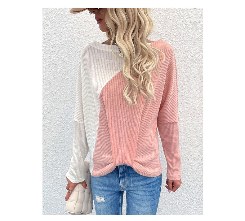 long-sleeved color-blocking knitted sweater nihaostyles wholesale clothing NSYYF86388