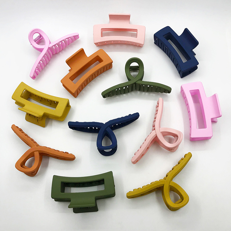 日韓ins復古幾何交叉抓夾塑料彩色橡皮漆發爪女生洗澡後腦勺髮夾