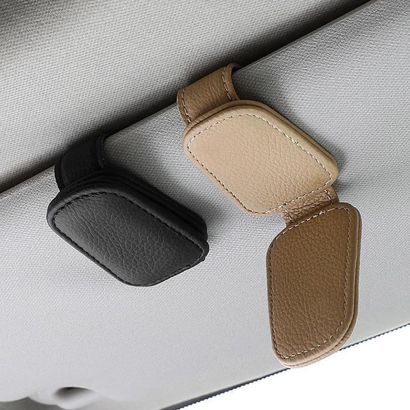 Multifunctional car glasses clip car glasses frame leather car sun visor storage box car sunglasses clip clip