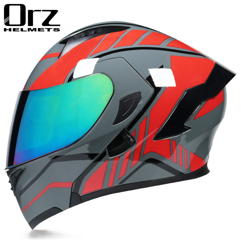 Orz motocicleta eléctrica, casco, casco, hombres y mujeres, casco completo, cola, medio casco, casco, personalidad, locomotora de invierno, gris