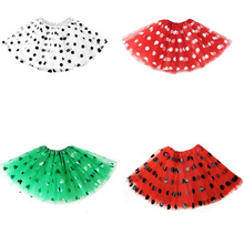 爱尔兰成人网纱tutu波点胶印烫金三叶草tutu裙三层6片网纱半身裙