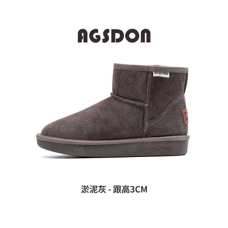 Botas de nieve Augusden para mujer, estilo nuevo otoño-invierno 2025, botines cortos con forro polar y suela gruesa, zapatos casuales cómodos de algodón.