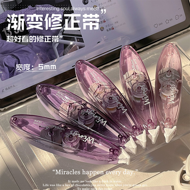 Cinta de corrección en forma de bolígrafo muda mini cinta de corrección ins gradiente Flip cinta de corrección traje de gran capacidad suave Modificación de palabras