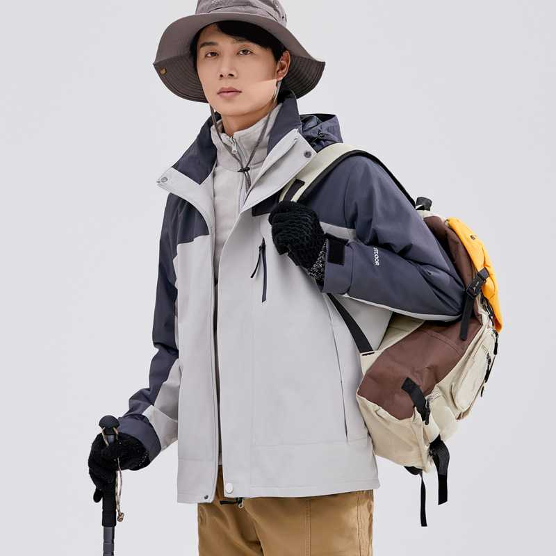 Three-In-One Jacket Customized Outdoor Windproof and Water-Repellent Winter Workwear Team Uniform Rider Workwear with Printed Logo