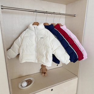 Middle and Large Children's 2025 Winter Bread Cotton Jackets for Men and Women, Douyin Popular Thickeneded Stand-Up Collar Cotton Outwears Cross-Border Outerwear