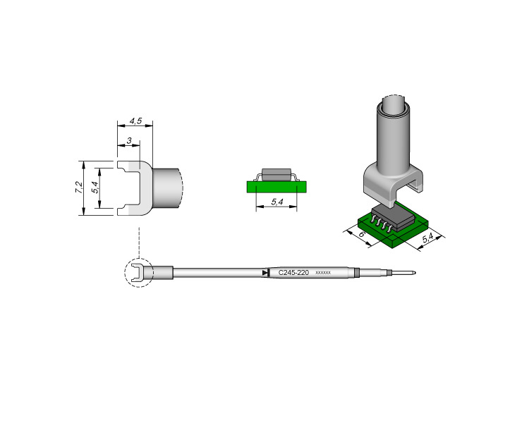 西班牙 JBC C245220 双列烙铁头5,4 X 6 ,0 C245-220