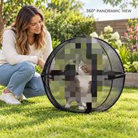 360° Panoramic Foldable Cat Playpen全景可折叠猫咪游戏围栏