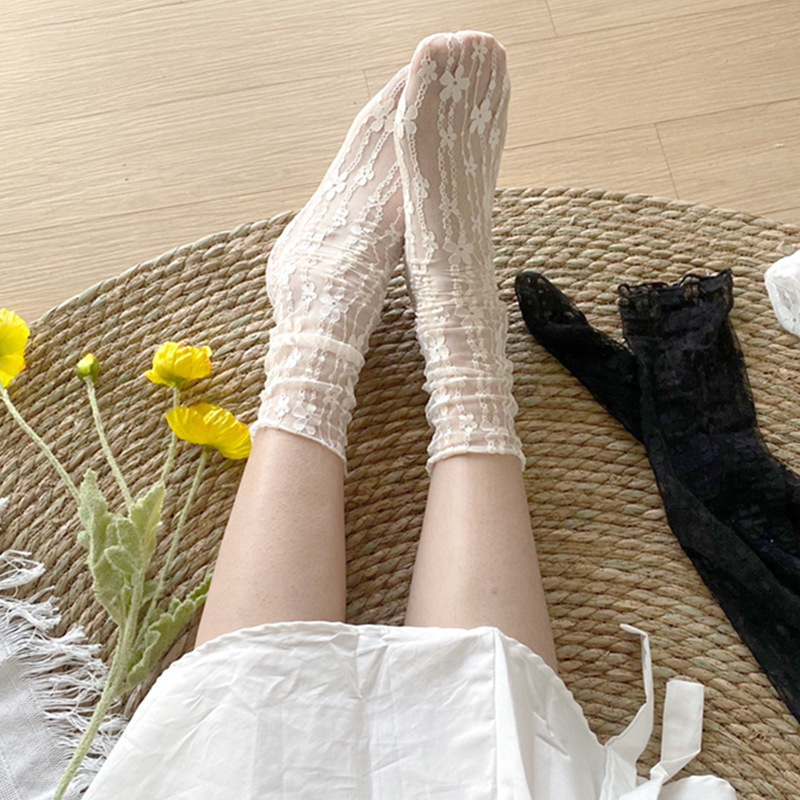 夏の日本の白いレースのストッキングの子供の中のストッキングの薄いタイプのネットの糸のレースのメアリー珍の夏のタイプは靴下を積みます。|undefined