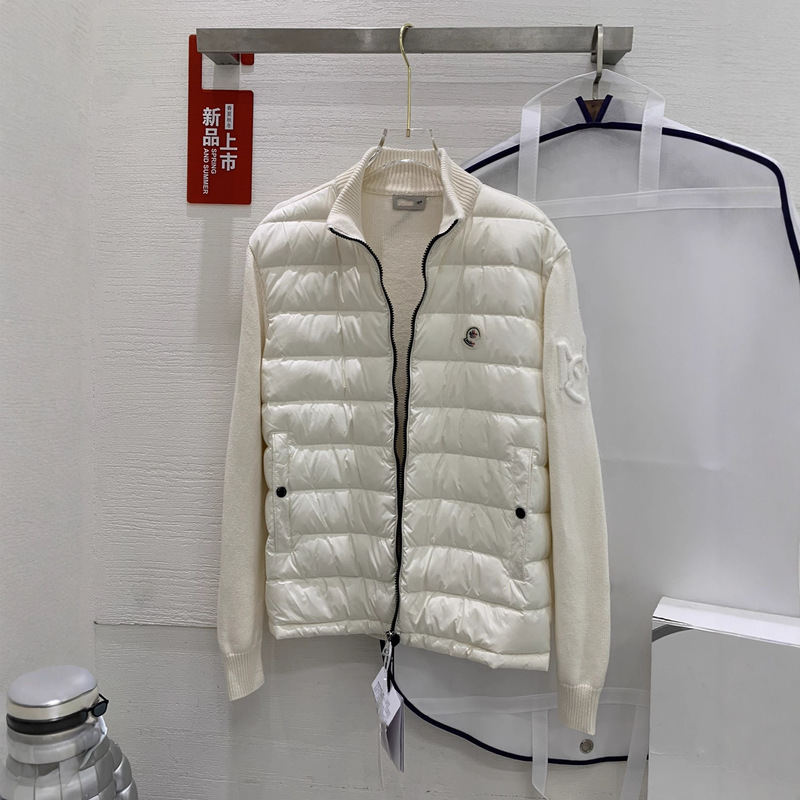毒家现货原标M蒙家纯色Logo贴标拼接针织衫90白鸭绒羽绒服外套|undefined