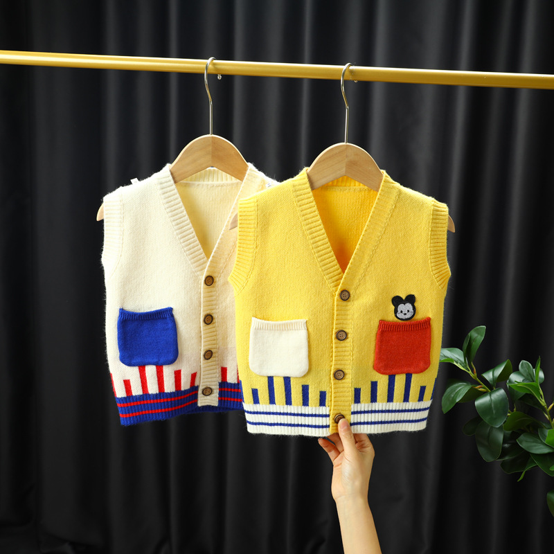 2021新款春秋卡通毛衣马甲外穿开衫男童马夹坎肩上衣儿童针织背心|ms