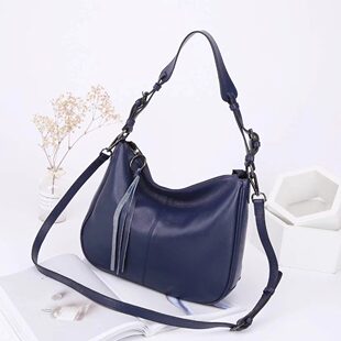 Leather one-shoulder bag, genuine leather, cowhide