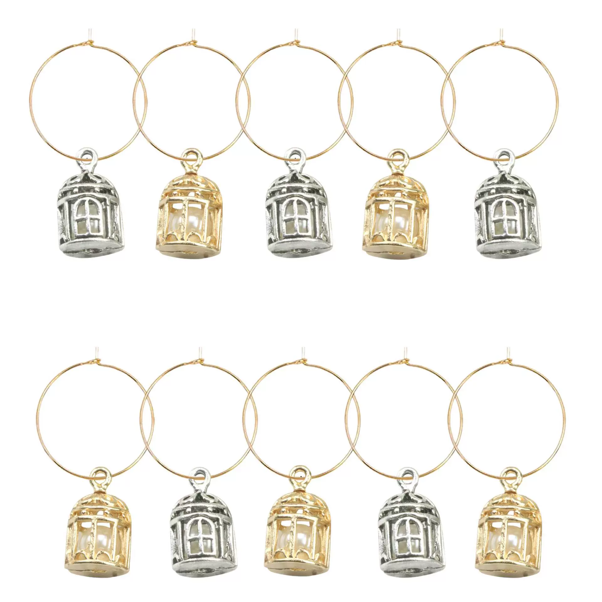 Трехмерная жемчужная клетка для птиц из сплава, наклейка Etsy, подвеска для бокала для вина, украшение для вечеринки.