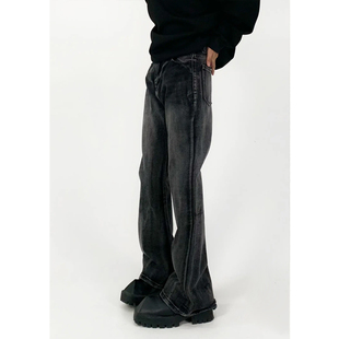 European and American Style Old Grey Destruction Jeans Men's Trendy Brand High Street Niche Micro-slimming Trousers